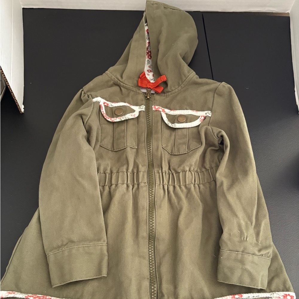 Kids Olive Green Hooded Jacket little lass